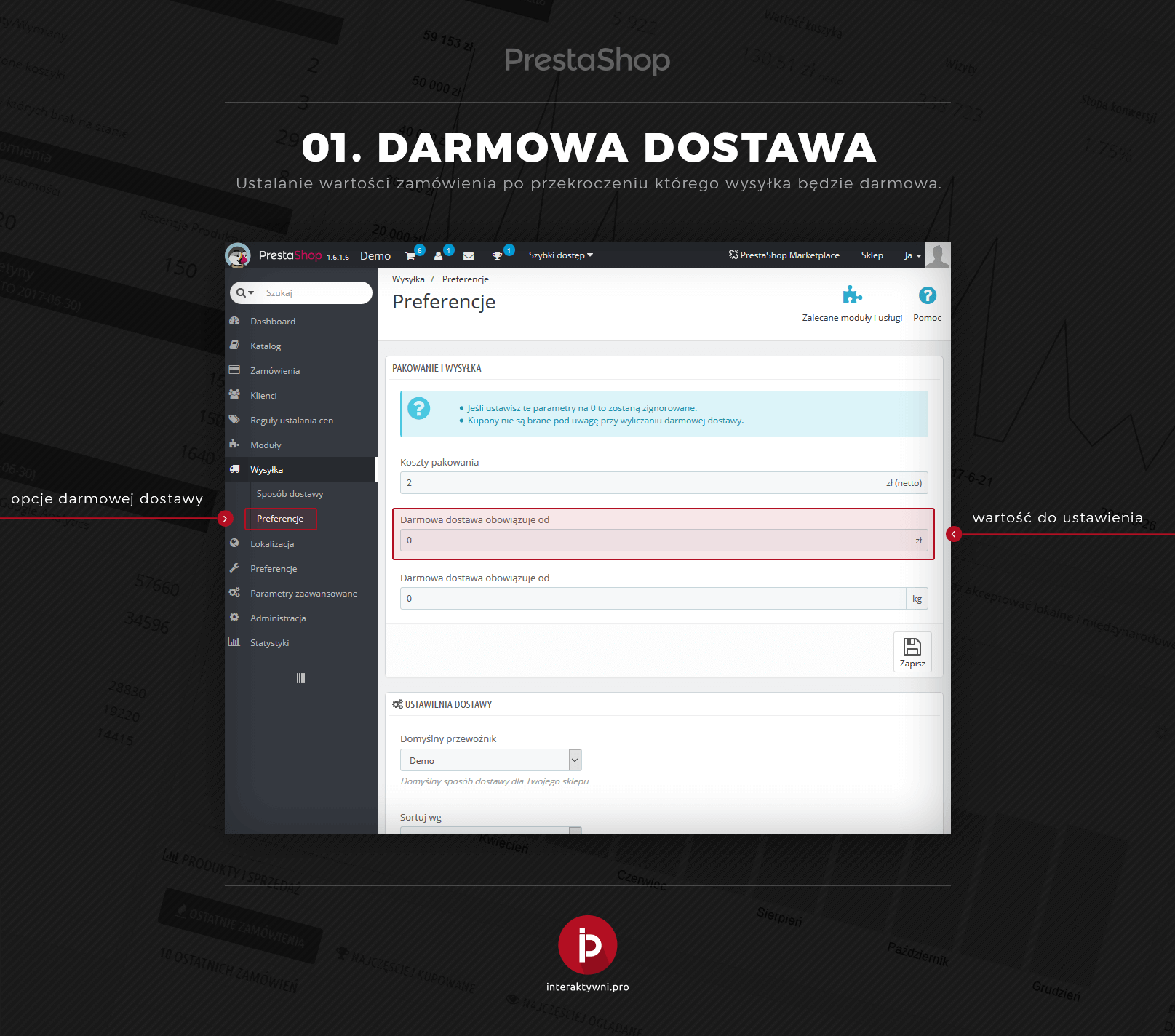 Gdzie ustawić wartość zamówienia po przekroczeniu którego wysyłka będzie darmowa?